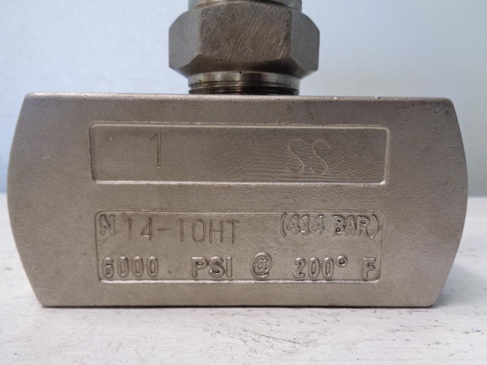 Lot of (2) KF Industries 1" NPT Needle Valve, Stainless, 6000 PSI, N14-10HT